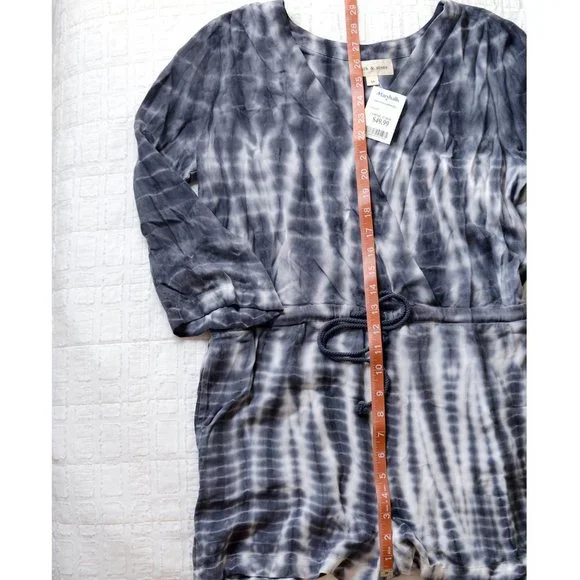 NEW Cloth & Stone Tie-Dyed Blue White Romper Medium - Picture 6 of 7